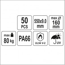 YT-70637 YATO Set 50 coliere din plastic 550 x 9.0..